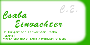 csaba einvachter business card